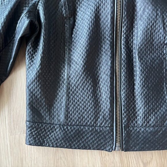 MUUBAA 100% Lamb Leather Black Moto Zip Up Jacket US Size 4 EU 36 - Picture 2 of 13